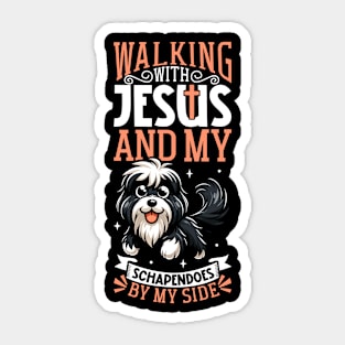 Jesus and dog - Schapendoes Sticker